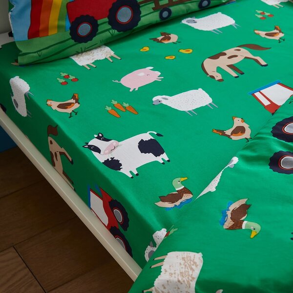 Lenzuolo con angoli per bambini verde per culla 70x140 cm Farmyard Animals – Catherine Lansfield