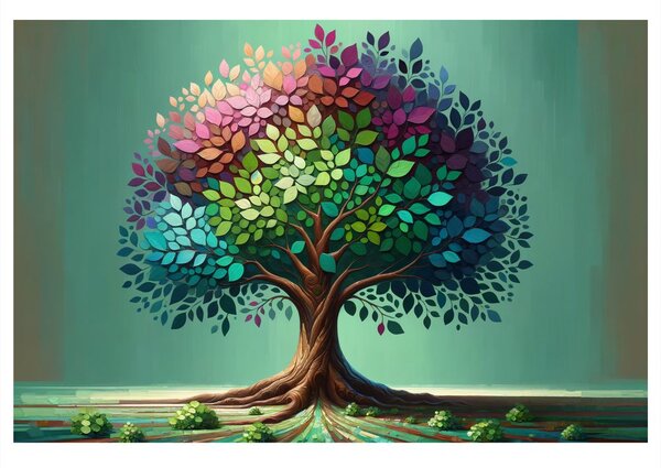 Quadro su tela – Albero della vita arcobaleno sui rami