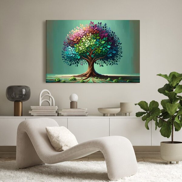 Quadro su tela – Albero della vita arcobaleno sui rami
