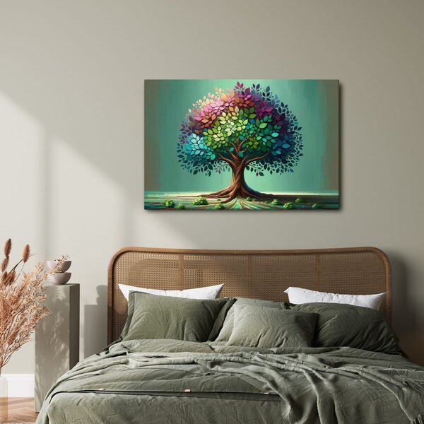 Quadro su tela – Albero della vita arcobaleno sui rami
