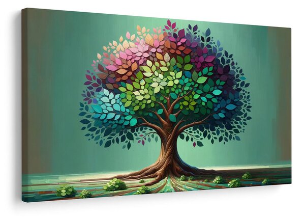 Quadro su tela – Albero della vita arcobaleno sui rami