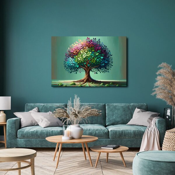 Quadro su tela – Albero della vita arcobaleno sui rami