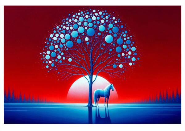 Quadro su tela – Albero della vita con cavallo