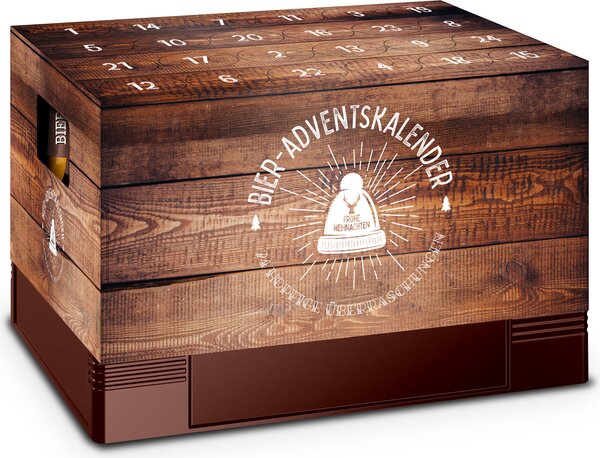 Calendario dell'Avvento Itenga per cassa di birra, motivo 1: cassetta di legno - Calendario dell'Avvento a forma di cassa di birra