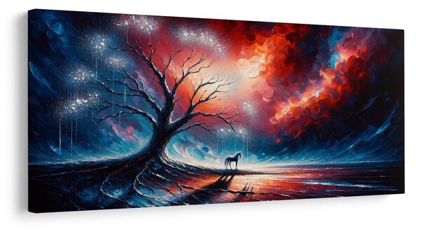 Quadro su tela – Albero della vita mistico e cavallo