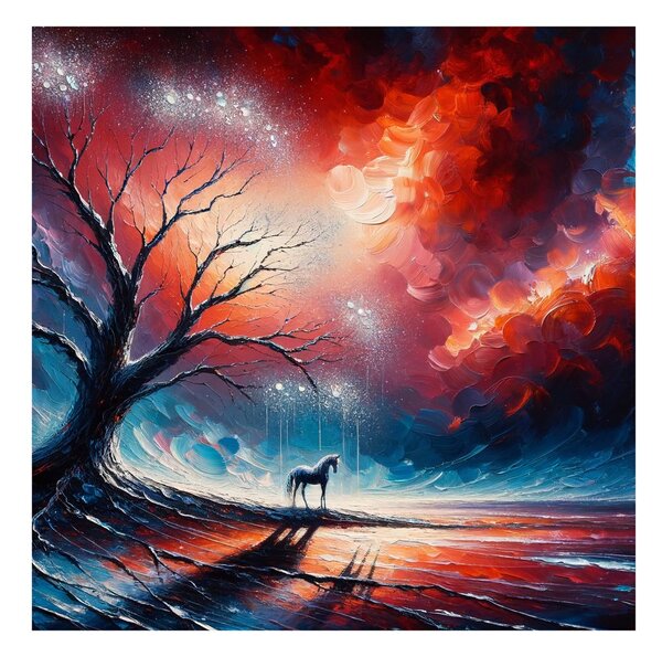 Quadro su tela – Albero della vita sotto il cielo stellato
