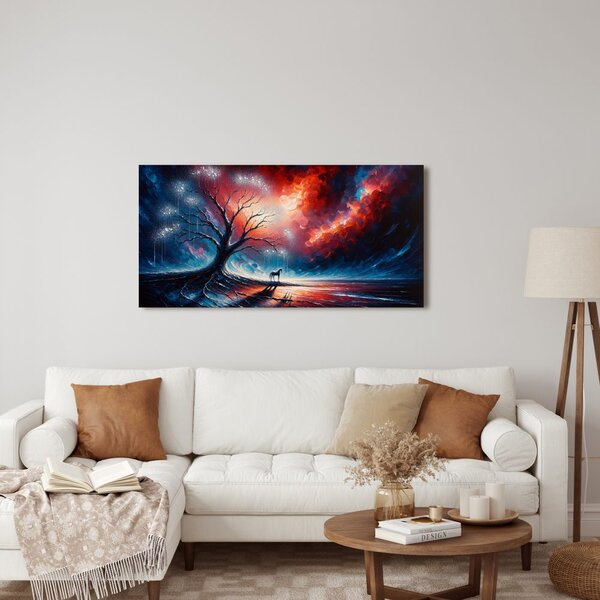 Quadro su tela – Albero della vita mistico e cavallo