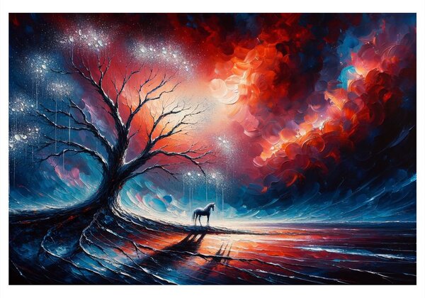 Quadro su tela – Albero della vita magico di notte