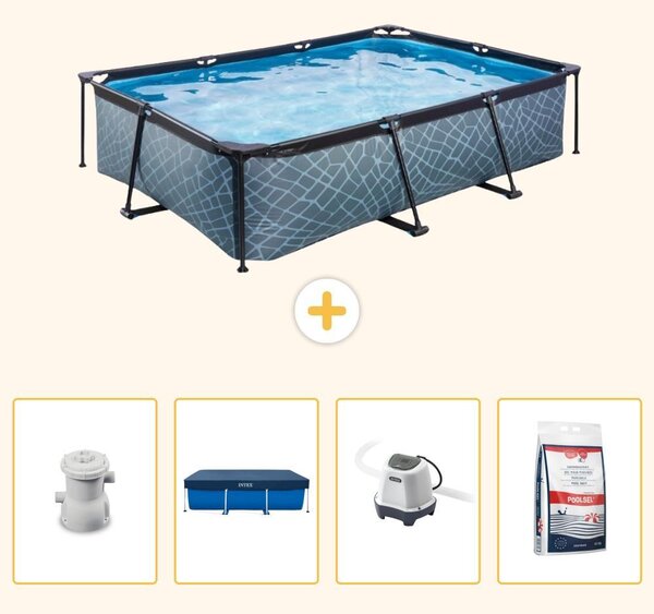 Piscina fuori terra rettangolare - aspetto pietra - 300x200x65 cm - 5 pezzi - SCB53
