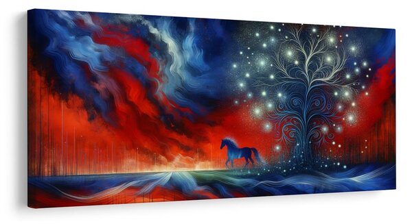 Quadro su tela – Albero della vita magico con cavallo