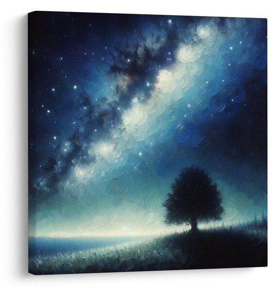 Quadro su tela – Albero della vita solitario e galassia