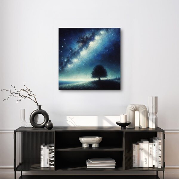 Quadro su tela – Albero della vita solitario e galassia