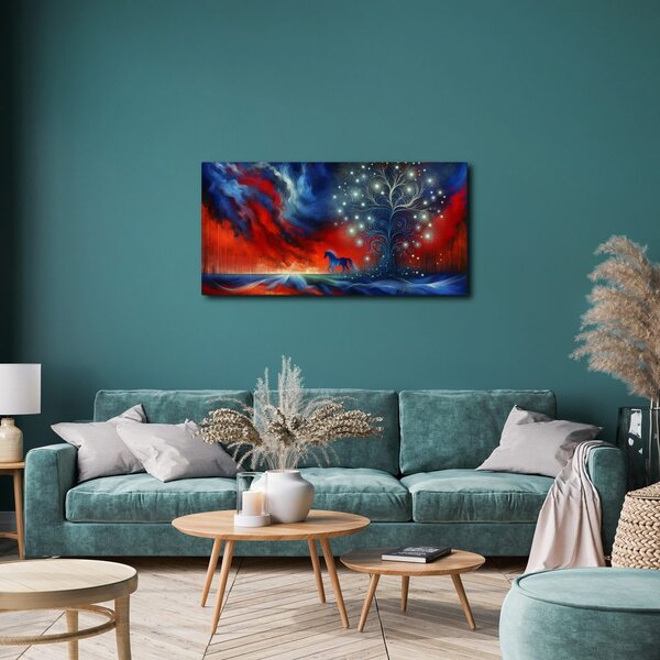 Quadro su tela – Albero della vita magico con cavallo