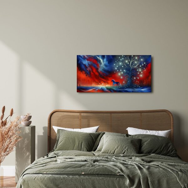 Quadro su tela – Albero della vita magico con cavallo