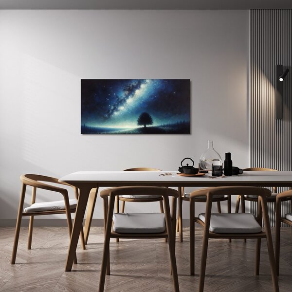 Quadro su tela – Paesaggio notturno con albero della vita