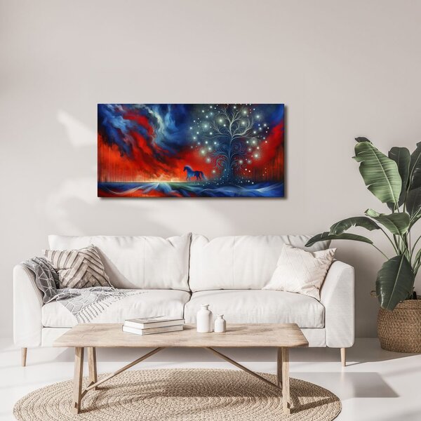 Quadro su tela – Albero della vita magico con cavallo