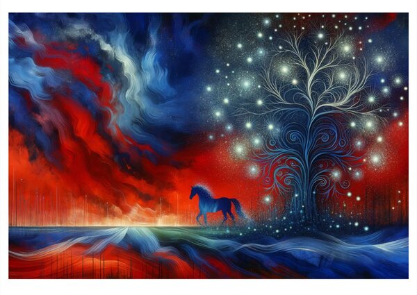 Quadro su tela – Cavallo e albero della vita