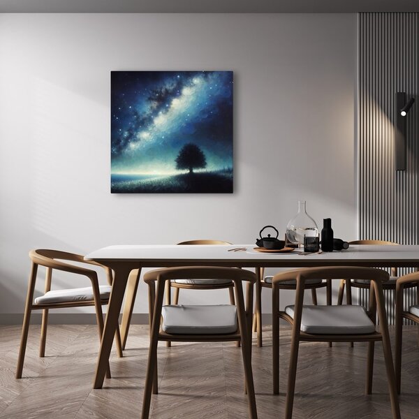 Quadro su tela – Albero della vita solitario e galassia