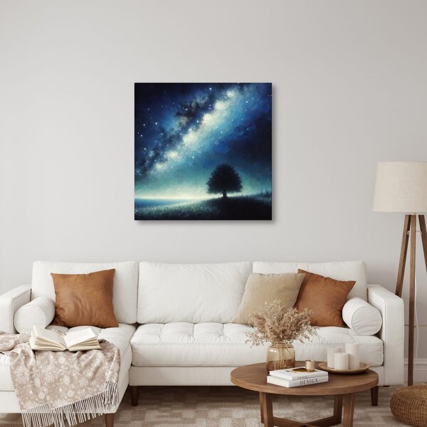 Quadro su tela – Albero della vita solitario e galassia