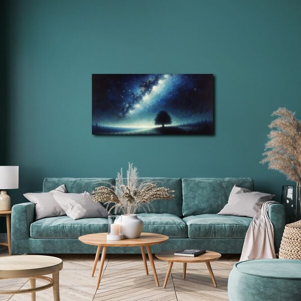 Quadro su tela – Paesaggio notturno con albero della vita