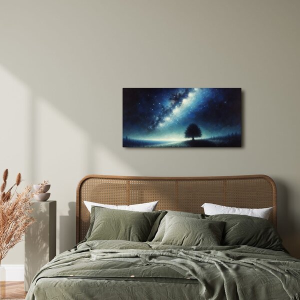 Quadro su tela – Paesaggio notturno con albero della vita