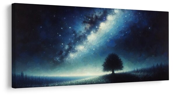 Quadro su tela – Paesaggio notturno con albero della vita