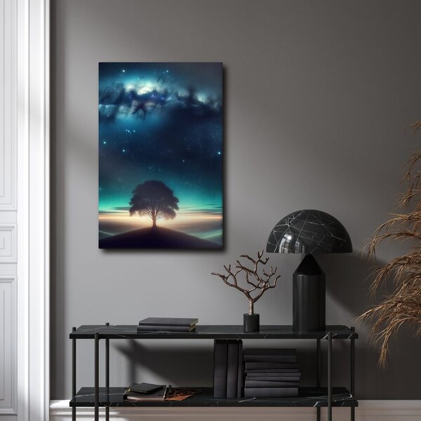 Quadro su tela – Albero della vita solitario di notte
