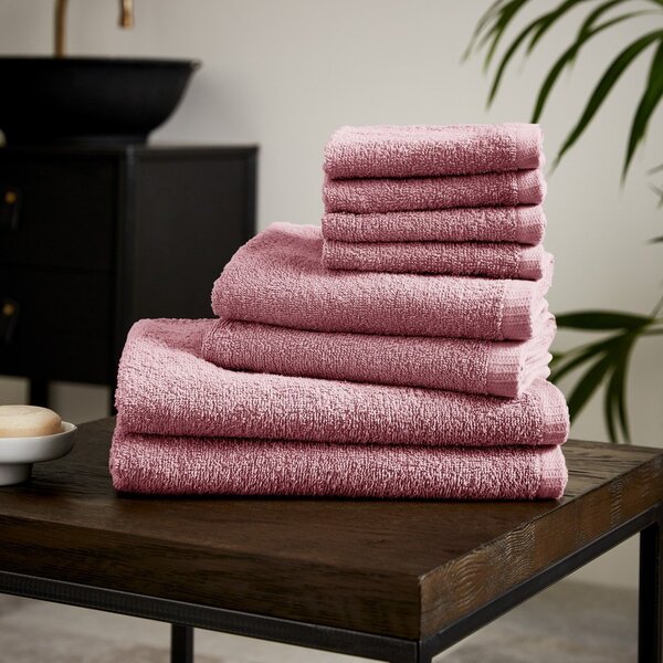 Set di asciugamani per viso e corpo con asciugatura rapida e tipo terry rosa in cotone 8 pz Quick Dry – Catherine Lansfield