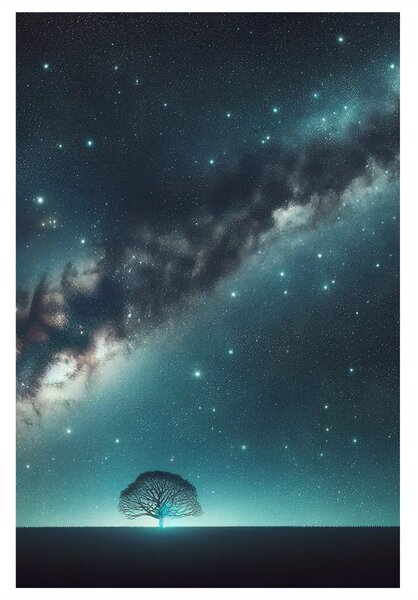 Quadro su tela – Albero della vita e galassia