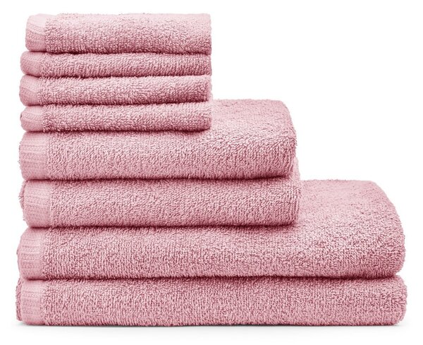Set di asciugamani per viso e corpo con asciugatura rapida e tipo terry rosa in cotone 8 pz Quick Dry – Catherine Lansfield