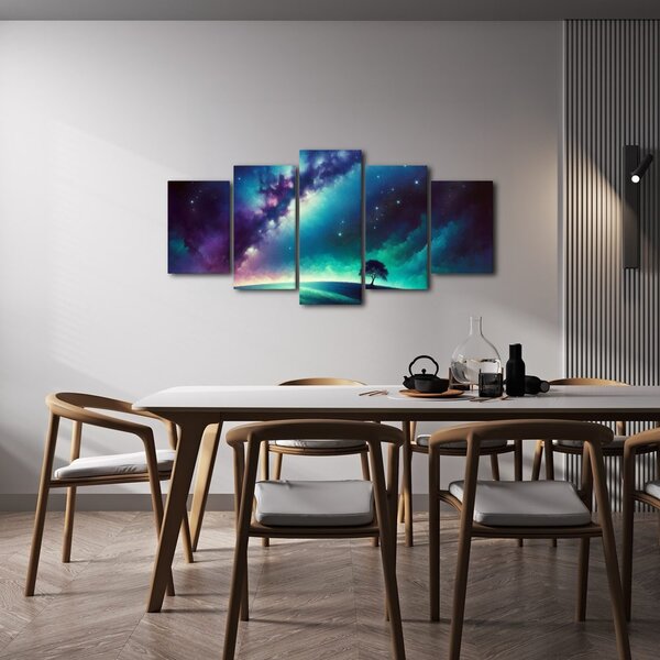 Quadri 5 pezzi – Albero della vita sotto le stelle