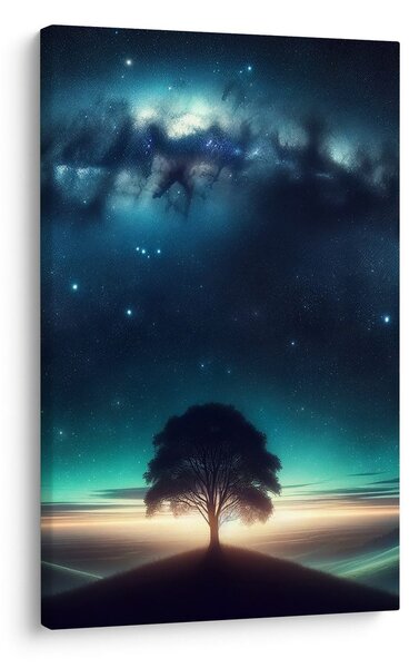 Quadro su tela – Albero della vita solitario di notte