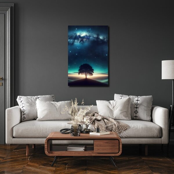 Quadro su tela – Albero della vita solitario di notte