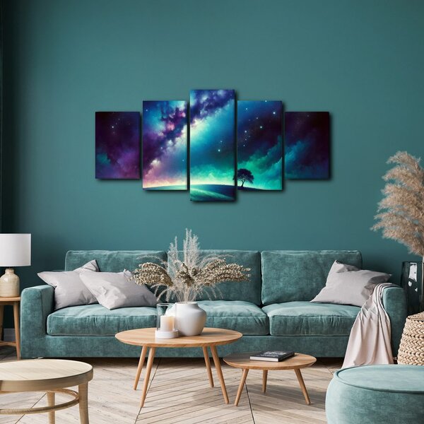 Quadri 5 pezzi – Albero della vita sotto le stelle
