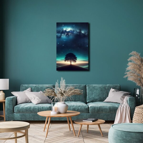 Quadro su tela – Albero della vita solitario di notte