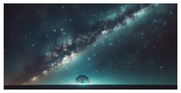 Quadro su tela – Albero della vita solitario di notte