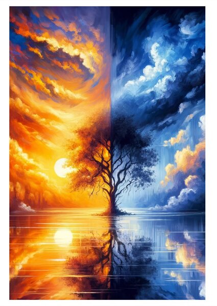 Quadro su tela – Albero della vita tra giorno e notte