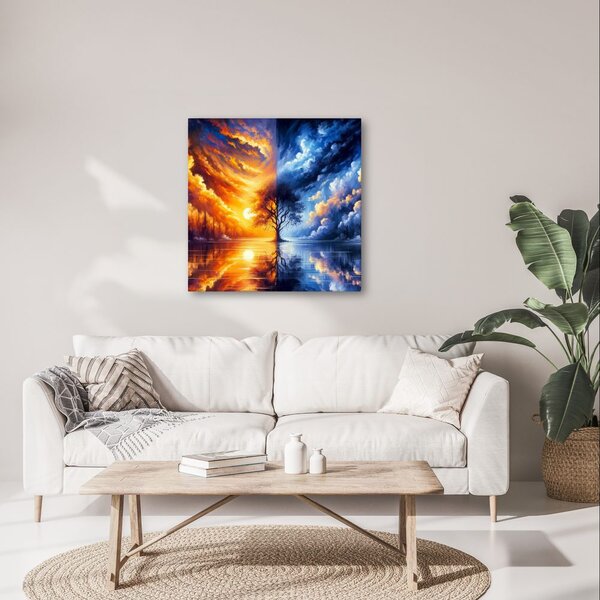 Quadro su tela – Albero della vita tra fuoco e ghiaccio