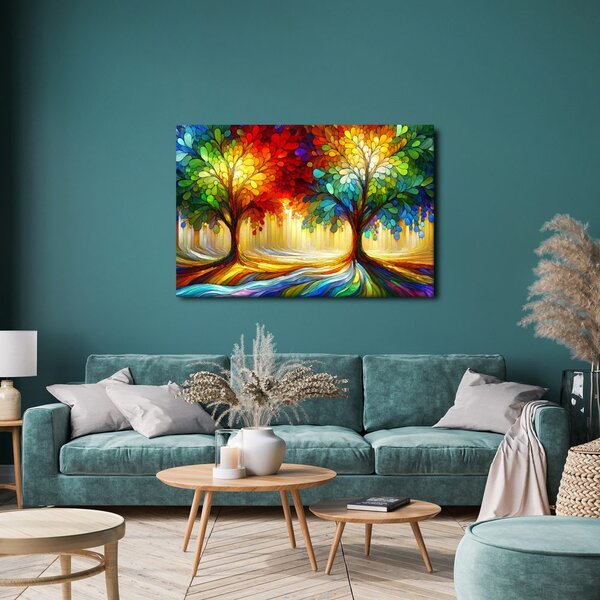Quadro su tela – Albero della vita colorato nel bosco