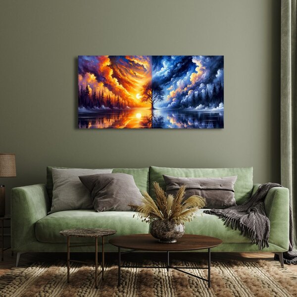 Quadro su tela – Albero magico della vita nel paesaggio