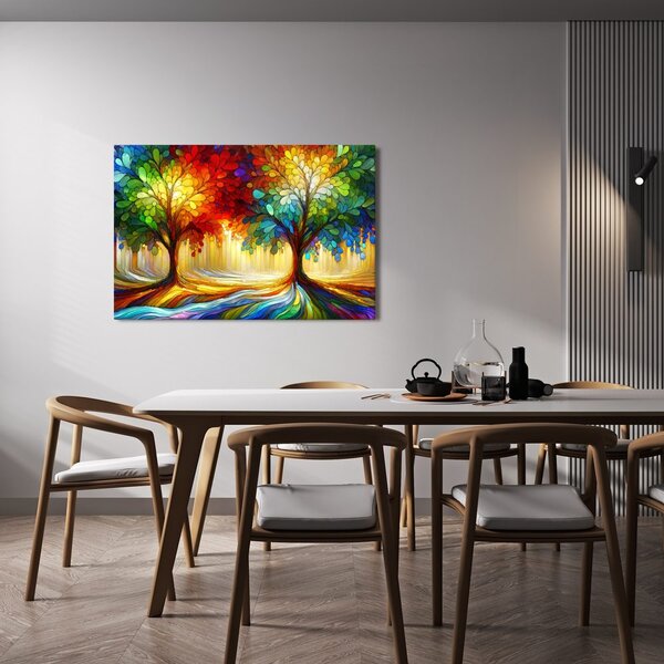 Quadro su tela – Albero della vita colorato nel bosco
