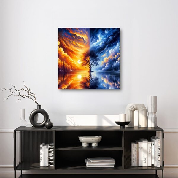 Quadro su tela – Albero della vita tra fuoco e ghiaccio