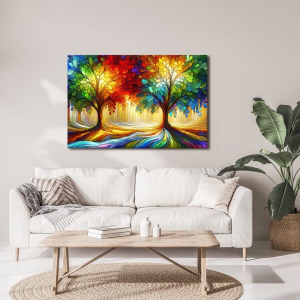 Quadro su tela – Albero della vita colorato nel bosco