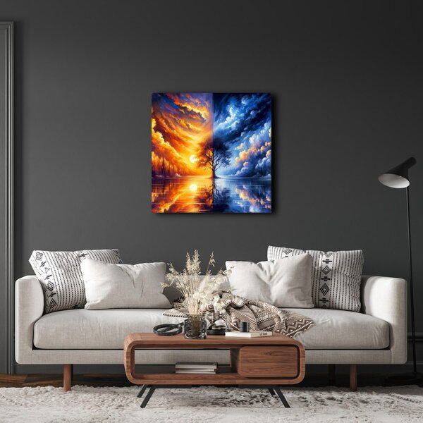 Quadro su tela – Albero della vita tra fuoco e ghiaccio