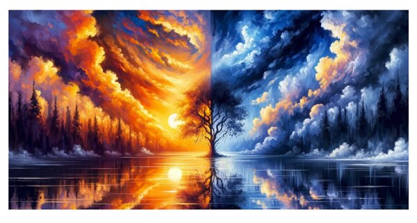 Quadro su tela – Albero magico della vita nel paesaggio
