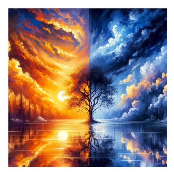 Quadro su tela – Albero della vita tra fuoco e ghiaccio