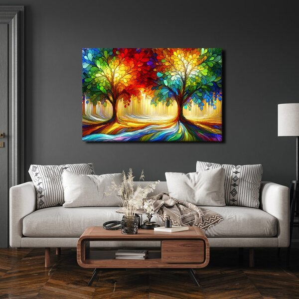 Quadro su tela – Albero della vita colorato nel bosco