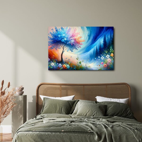 Quadro su tela – Albero della vita nell'arcobaleno di colori