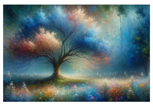 Quadro su tela – Albero della vita magico nella nebbia