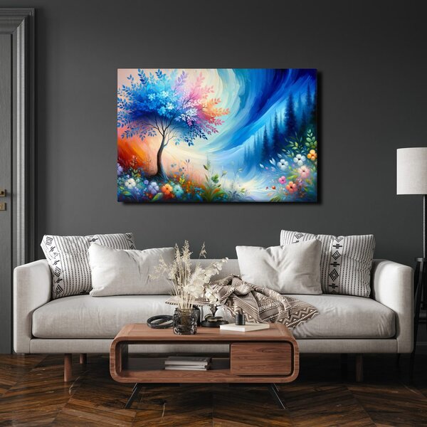 Quadro su tela – Albero della vita nell'arcobaleno di colori